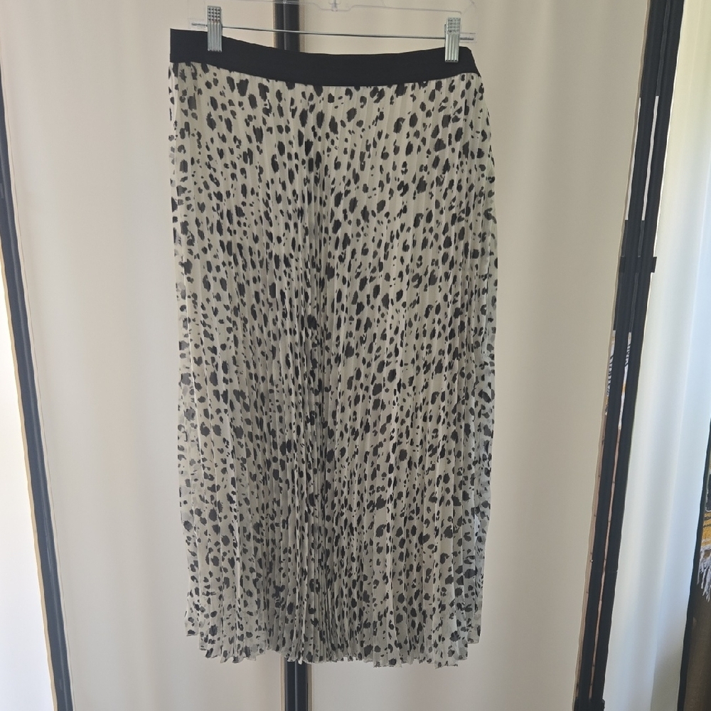 WD.NY Black and White Animal Print A-Line Skirt